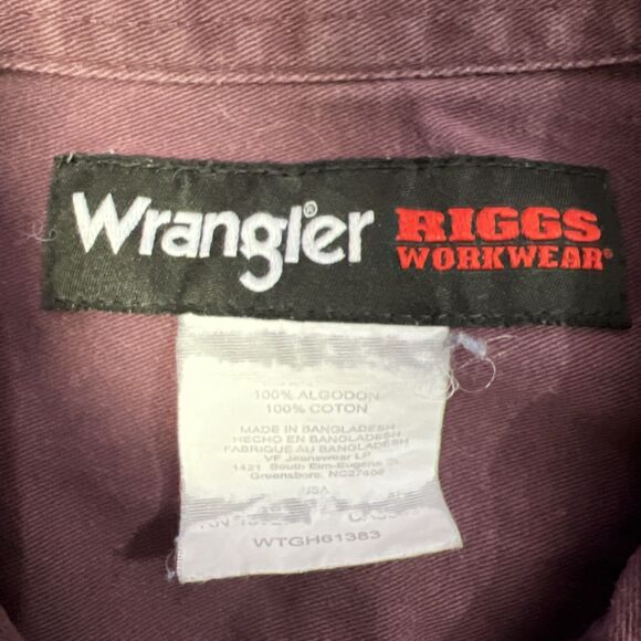 Wrangler Shirt Mens L Purple Riggs Workwear Long Sleeve Button Up Western Cowboy - Picture 2 of 5